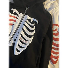 Load image into Gallery viewer, Women's Zip Up Skeleton Letter Hoodie Sweatshirt