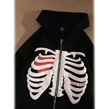 Load image into Gallery viewer, Women's Zip Up Skeleton Letter Hoodie Sweatshirt