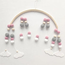 Load image into Gallery viewer, Wooden Beads Wind Chimes With Wool Balls Wooden Wind Chime Nursery Mobile Crib Bed Bell Baby Bedroom Ceiling Wooden Beads Hanging Ornament Pendant Newborn Baby Bed Hanging Wind bell Crib Tent Kids Room Decorations Ornaments