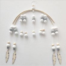 Load image into Gallery viewer, Wooden Beads Wind Chimes With Wool Balls Wooden Wind Chime Nursery Mobile Crib Bed Bell Baby Bedroom Ceiling Wooden Beads Hanging Ornament Pendant Newborn Baby Bed Hanging Wind bell Crib Tent Kids Room Decorations Ornaments