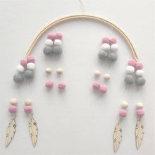 Load image into Gallery viewer, Wooden Beads Wind Chimes With Wool Balls Wooden Wind Chime Nursery Mobile Crib Bed Bell Baby Bedroom Ceiling Wooden Beads Hanging Ornament Pendant Newborn Baby Bed Hanging Wind bell Crib Tent Kids Room Decorations Ornaments
