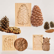 Load image into Gallery viewer, Wooden Cookie Mold Cutter Wooden Gingerbread Cookie Moulds Press 3D Cake Embossing Baking Mold Rose Flower Cutter Bakery Gadgets Cookies, Wooden Cookie Cutter, Funny Wooden Cookie Molds For Baking, Gingerbread Mold, Pine Cone Mold, Cake Mold