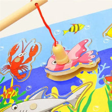 Load image into Gallery viewer, Wooden Magnetic Ocean Fishing Toy Game & Puzzle Board Juguetes Fish Magnet Toy Educational Outdoor Fun for Child Gift