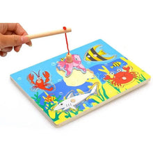 Load image into Gallery viewer, Wooden Magnetic Ocean Fishing Toy Game & Puzzle Board Juguetes Fish Magnet Toy Educational Outdoor Fun for Child Gift