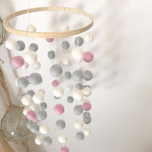 Load image into Gallery viewer, Wooden Ring With Felt Balls Wind Chimes Newborn Baby Bed Bell Pendant Kids Room Decoration Wooden Wind Chime Bed Bell Nursery Mobile Crib Bed Bell Wall Hanging Ornament