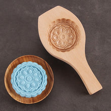 Load image into Gallery viewer, Wooden Tradition Moon Cake Molds Desserts Tools Cake Biscuit Baking Mold Three Dimensional Flower Pattern Wooden Mold Carved Round Wooden Mould Press Mooncake Mold Middle Eastern Cookie Cake Mold
