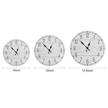 Load image into Gallery viewer, Wooden Wall Clock 10 Inch Silent Non Ticking Quartz Wall Clock 10 Inch Silent Non-Ticking Wooden Wall Clocks Battery Operated Country Retro Rustic Style Decorative for Living Room Kitchen Retro Fashion Wood Wall Clock Decorative for Living Room Kitchen