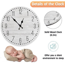 Load image into Gallery viewer, Wooden Wall Clock 10 Inch Silent Non Ticking Quartz Wall Clock 10 Inch Silent Non-Ticking Wooden Wall Clocks Battery Operated Country Retro Rustic Style Decorative for Living Room Kitchen Retro Fashion Wood Wall Clock Decorative for Living Room Kitchen