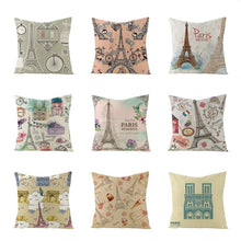 Load image into Gallery viewer, World Famous City Building Tower Paris Printing Pillow Covers For Home Chair Car Decorative Cushion Covers 45*45cm