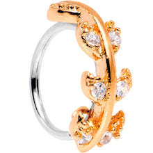 Load image into Gallery viewer, 18G Clear CZ Gem Rose Gold Tone Leafy Seamless Circular Ring