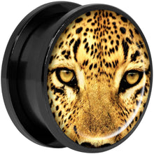 Load image into Gallery viewer, Full Color Leopard Eyes Black Anodized Screw Fit Plug Set 20mm