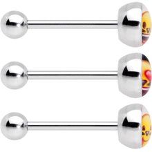 Load image into Gallery viewer, 5/8 Licensed Cat Face emoji Tongue Ring Set of 3