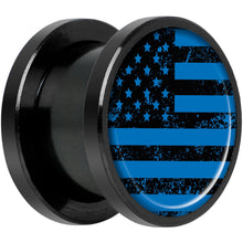 Load image into Gallery viewer, Blue American Flag Black Anodized Screw Fit Plug Set 1/2