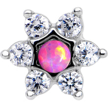 Load image into Gallery viewer, 5/16 Pink Faux Opal Internally Threaded Star Flower Labret Monroe
