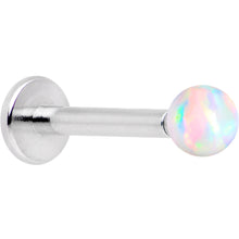 Load image into Gallery viewer, 5/16 White Faux Opal 3mm Ball Internally Threaded Labret Monroe