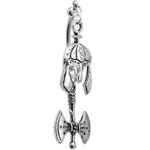 Load image into Gallery viewer, Handcrafted Viking Axe and Helmet Double Mount Dangle Belly Ring