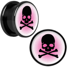 Load image into Gallery viewer, Pink Black Skull Black Anodized Screw Fit Plug Set 5/8