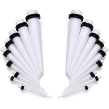 Load image into Gallery viewer, 14 to 00G 18 Piece White Acrylic Ear Stretching Taper Kit Set