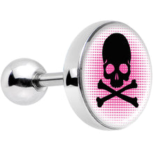 Load image into Gallery viewer, 16G 1/4 Pink Black Skull Tragus Cartilage Earring