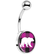 Load image into Gallery viewer, Pink Black Plaid Polar Bear Belly Ring