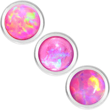 Load image into Gallery viewer, 16G 1/4 Pink Faux Opal Tragus Cartilage Earring 3 Pack Set