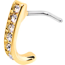 Load image into Gallery viewer, 18G Clear CZ Gold Tone Sleek Faux Hoop L Shaped Nose Ring