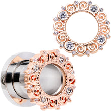 Load image into Gallery viewer, 0G Clear Gem Flowering Frame Screw Fit Tunnel Plug Set