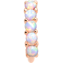 Load image into Gallery viewer, 16G White Synthetic Opal Rose Gold IP Annealed Circular Ring