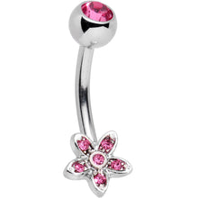 Load image into Gallery viewer, Pink Gem Field of Flowers Dangle Belly Ring