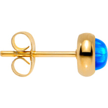 Load image into Gallery viewer, Blue Synthetic Opal Gold IP 316L Surgical Steel Stud Earrings