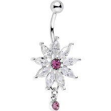Load image into Gallery viewer, Clear Pink Gem Breathtaking Flower Dangle Belly Ring