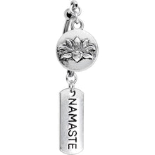 Load image into Gallery viewer, Handcrafted Namaste Lotus Flower Double Mount Dangle Belly Ring