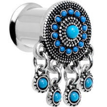 Load image into Gallery viewer, Southwest Blue Drum Dreamcatcher Dangle Double Flare Plug Set 6mm to 25mm