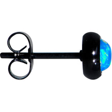 Load image into Gallery viewer, Green Synthetic Opal Black IP 316L Surgical Steel Stud Earrings