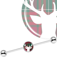 Load image into Gallery viewer, 14G Red Green Plaid Reindeer Industrial Barbell 37mm