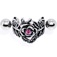 Load image into Gallery viewer, 16G 1/2 Pink Gem Floral Wreath Cuff Cartilage Earring