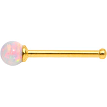 Load image into Gallery viewer, White 2.5mm Synthetic Opal Ball Gold Tone Nose Bone