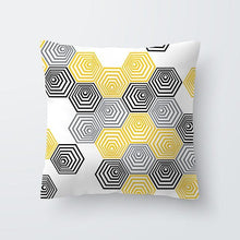 Load image into Gallery viewer, Yellow Pillow Case Cushion Cover Geometric Polyester Pillowcase Home Decorative Yellow Grey Modern Pillow Covers Beautiful Pattern Linen Square Pillow Case For Sofa Couch 45x45CM