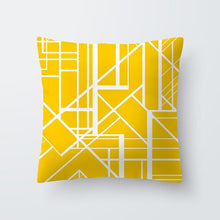 Load image into Gallery viewer, Yellow Pillow Case Cushion Cover Geometric Polyester Pillowcase Home Decorative Yellow Grey Modern Pillow Covers Beautiful Pattern Linen Square Pillow Case For Sofa Couch 45x45CM