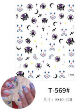 Load image into Gallery viewer, Yellow Smiles Sun Moon Clouds 3D Nail Stickers For Halloween Theme Slider Decals Nail Art Decorations Design 3D Self-Adhesive Nail Decorations Accessories Women Girls Manicure Decorations Nail Art Supplies Water Transfer Decals