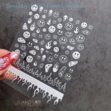 Load image into Gallery viewer, Yellow Smiles Sun Moon Clouds 3D Nail Stickers For Halloween Theme Slider Decals Nail Art Decorations Design 3D Self-Adhesive Nail Decorations Accessories Women Girls Manicure Decorations Nail Art Supplies Water Transfer Decals