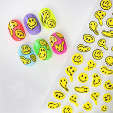Load image into Gallery viewer, Yellow Smiles Sun Moon Clouds 3D Nail Stickers For Halloween Theme Slider Decals Nail Art Decorations Design 3D Self-Adhesive Nail Decorations Accessories Women Girls Manicure Decorations Nail Art Supplies Water Transfer Decals