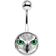 Load image into Gallery viewer, Black White Owl Belly Ring
