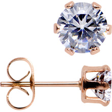 Load image into Gallery viewer, 5mm Clear CZ Gem Rose Gold IP Post Stud Earrings