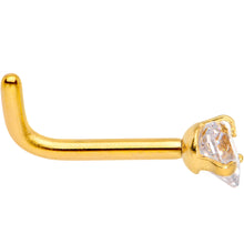 Load image into Gallery viewer, 18G 1/4 Clear Heart 3mm CZ Gem Gold IP L-Shape Nose Ring