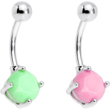 Load image into Gallery viewer, Pink Green Yellow Love Me Some Color Belly Ring Set of 5