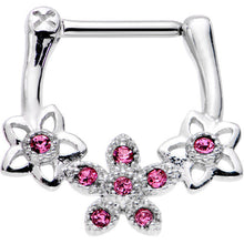 Load image into Gallery viewer, 16G 5/16 Pink Gem Field of Flowers Septum Clicker