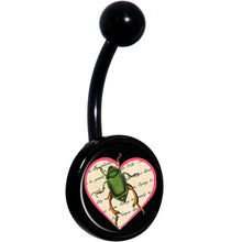 Load image into Gallery viewer, Love Letter Beetle Bug Black Belly Ring
