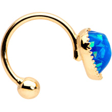 Load image into Gallery viewer, Blue Faux Opal Gold Tone Anodized Sacred Heart Non Pierced Ear Cuff