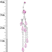 Load image into Gallery viewer, Pink Gem Prepare To Stare Sleek Curves Dangle Belly Ring